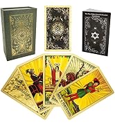 Smoostart 78 Tarot Cards with Guidebook, PVC Waterproof Anti-Wrinkle Luxury Gold Foil Classic Tar...