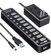 USB 3.0 Hub - Tendak 7 USB 3.0 Data Ports + 3 USB Smart Charging Ports with Individual On/Off Por...