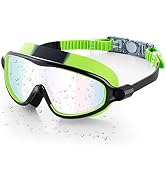 Portzon Wide View Swim Goggles, Unisex-Child Anti Fog Clear No Leaking Swimming Goggles