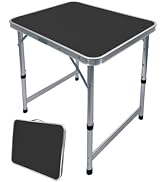 HYMnature Small Folding Table 2ft Lightweight Camping Table Height Adjustable Portable Table Easy...