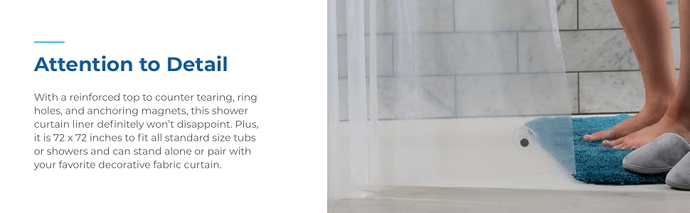 attention to detail 72 x 72 tub liner shower curtain