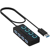 SABRENT 4-Port USB 3.0 Hub with Individual LED Power Switches - Slim, Portable Design - 2 Ft Cabl...