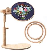ZOCONE Beech Wood Adjustable Rotated Embroidery Hoop Stand with 2 Pcs 6'' 8'' Embroidery Hoops, W...