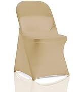 bricia 12 PCS Champagne Stretch Spandex Folding Chair Slipcovers, Dining Room Chair Covers Stretc...