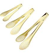 MSY BIGSUNNY Chef Kitchen Tongs Stainless Steel Food Serving Tongs Set of 3 (Golden 7" 9" & 11")