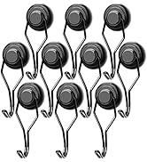 MIKEDE Black Magnetic Hooks Heavy Duty, 60 lb+ Strong Swivel Swing Neodymium Magnetic Hooks for H...