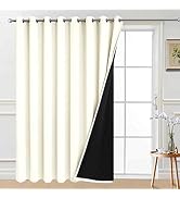 Yakamok 100% Blackout Patio Door Curtain Extra Wide Curtain Panels Sliding Glass Door Curtain Gro...