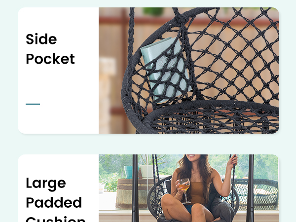 hanging chair with side pocket