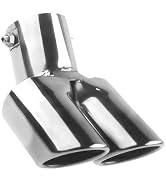 Pniwuno Dual Exhaust Tip, 2.5" Inlet Stainless Steel Curved Muffler Tail Pipe, Bolt-on Bevel Port...