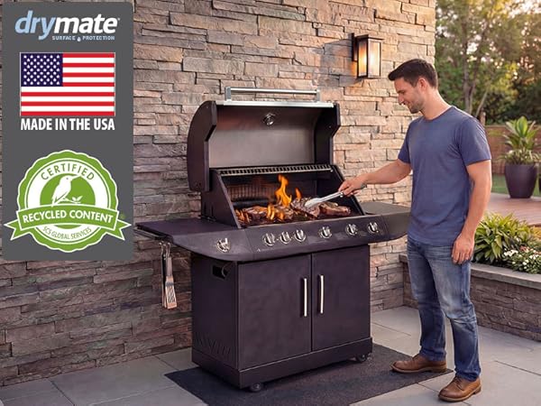 drymate under gas grill griddle mat deck patio protection pad USA made estera de parrilla de gas