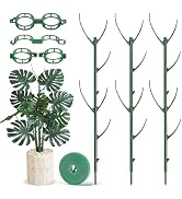HOMEBROS Plant Support Stakes, 6 Pcs Stackable Plant Support Poles with 20 Clips, 1 Roll Tie for ...