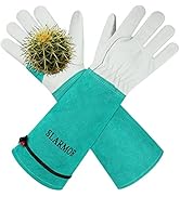 SLARMOR Long Gardening-Gloves Women/Men - Thorn proof Rose Pruning Heavy Duty Gauntlet (Medium, G...