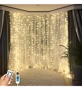 HOLITS 300 LED Fairy Curtain Lights, 10x10FT Warm White USB Plug in 8 Modes String Hanging Lights...