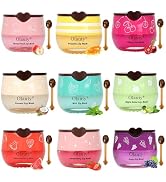 9 PCS Bee Lip Balm Lip Mask Honey Pot, Honey Strawberry Moisturizing Lip Balm Bulk with Stick, Li...