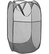 Deluxe Strong Mesh Pop up Laundry Hamper Basket with Side Pocket for Laundry Room, Bathroom, Kids...