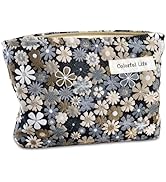 STARDW Aesthetic Floral Makeup Bag Cosmetic Bag Travel Toiletry Bag for Women Girls Large Cute Ma...