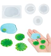 4Pcs Cute Tiny Lotus Leaf Pond Silicone Mold Micro Dollhouse Epoxy Casting Mold for DIY Resin Art...