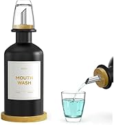 Black Glass Mouthwash Dispenser for Bathroom Countertop – 14oz/410ml Refillable Mouthwash Contain...