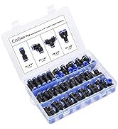 CGELE 60Pcs Quick Connect Air Hose Fittings 1/4 inch OD 15 Spliters+15 Elbows+15 tee+15 Straight ...