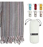 BAY LAUREL Turkish Beach Towel with Travel Bag 39 x 71 Quick Dry Sand Free Lightweight Large Over...