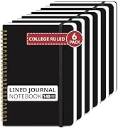 Taja 6 Pack Lined Spiral Notebooks for Work, 140 Pages, A5(5.7" x 7.9") Hardcover College Ruled, ...