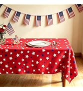 AnyDesign Patriotic Tablecloth 60 x 104 Inch Rectangle 4th of July Table Cloth Washable Red Blue ...
