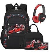 ACESAK Backpack for Boys with Wired Headphones,Insulated Lunch Bag & Pencil Case, Boys Backpack L...