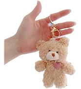 Labriciyon 1Pc Brown Bear Pink Heart Keychain,Keychain Soft Cotton Key Chain DIY Keychains,Crafts...