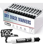 TOMPEN Dry Erase Markers Black 120 Count,Chisel Tip Whiteboard Markers for Adults Teachers Gifts-...