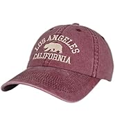 LA California Bear Embroidered Vintage Cotton Baseball Cap Adjustable Metal Buckle Unstructured L...
