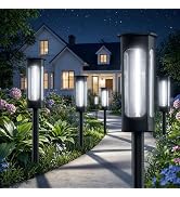 Solar Pathway Lights Outdoor 6 Pack, Upgraded Brighter 6 Inch extended filament Solar Garden Ligh...