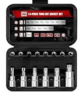 BLACKROBOT 14-Piece Torx Bit Socket Set T6-T60, S2 and Cr-V Steel Star Bit Socket Set 1/4” 3/8” 1...