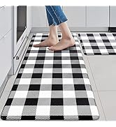MAYHMYO 2 PCS Anti Fatigue Rugs Non Skid Waterproof Floor Mat Cushioned Black and White Farmhouse...