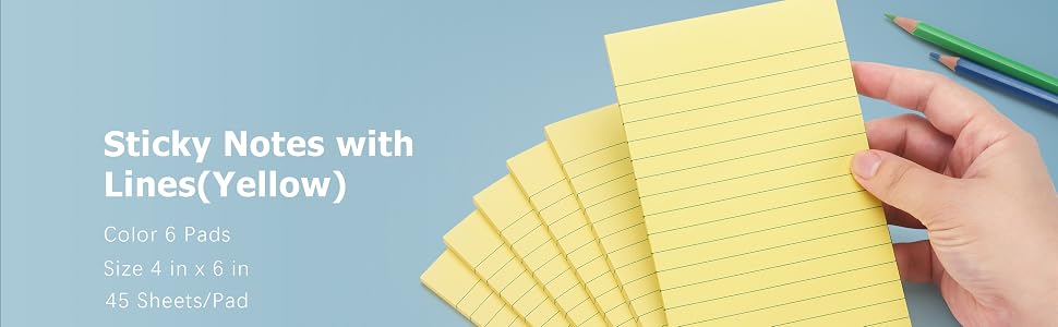 Early Buy 6 Pads Yellow Lined Sticky Notes