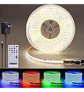 FOSUO RGBW Smart IC Natural White 4000K 24V COB LED Strip 16.4ft WS2811 Addressable Color Changin...