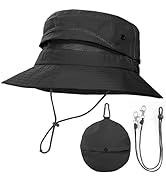 TXJ Sports Fishing Hat for Men Women, Foldable Sun Hat Breathable Bucket Hat UV Protection for Hi...
