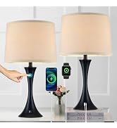 LIT-PaTH Table Lamp for Bedroom Nightstand Set of 2, Bedside Lamps with 3 Way Dimmable Touch Cont...