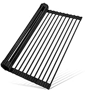 MERRYBOX Roll Up Dish Drying Rack Silicone Wrapped Over The Sink Dish Drying Rack Multipurpose Fo...