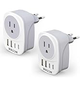 (Two in a Box) Europe Travel Plug Adapter, WAUDM, USA to Europe Plug Adapter, 4 USB Ports (2 USB-...