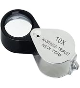 Hastings Triplet Loupe 10X, Jeweler's Loupe Foldable Pocket Loupe Magnifier Gem Magnifying Tool w...