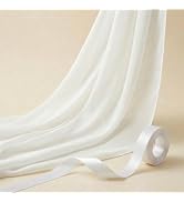 IDONGCAI Elegant White Wedding Chiffon Fabric and Satin Ribbon Decor Set – 3 Yards Sheer Chiffon ...