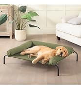 Cooling Elevated Dog Bed for Large Dogs, Outdoor Raised Dog Beds Portable Dogs Cot Bed W/Breathab...