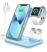 WAITIEE Wireless Charger 3 in 1, 15W Fast Charging Station for Apple Watch 9/8/Ultra 2/Ultra/SE/7...