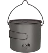 Kuvik 1100ml (37 oz) Titanium Pot with Bail Handle - Ultralight and Compact Pot for Backpacking, ...