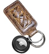 Leaf Pond Genuine Leather Keychain & AirTag Holder | Handwoven Top-Grain Cowhide Key Chain Charm,...