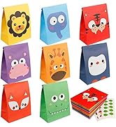 Mocoosy 24 Pack Animal Party Favor Bags, Goodie Bags for Kids Birthday, Small Gift Bags Bulk Pape...
