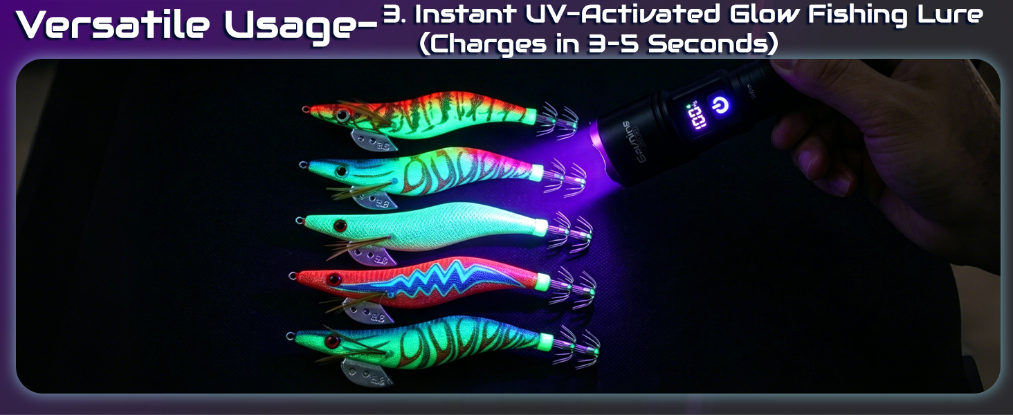 Instant UV-Activated Glow Fishing Lure (Charges in 3–5 Seconds)