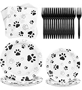 durony 72 Pieces Dog Paw Print Birthday Party Supplies Include 32 Plates, 24 Napkins and 16 Forks...