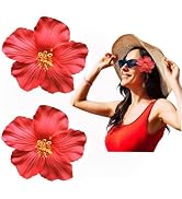 Red 8 cm Hawaiian Flower Hair Clip for Women Girls Fashion Bohemian Flowers Hair Accessory for Da...