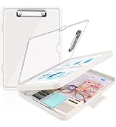Meiikun Clipboard with Storage, Clip Boards 8.5x11 with Dual Storage, Plastic Clipboards Clear Vi...
